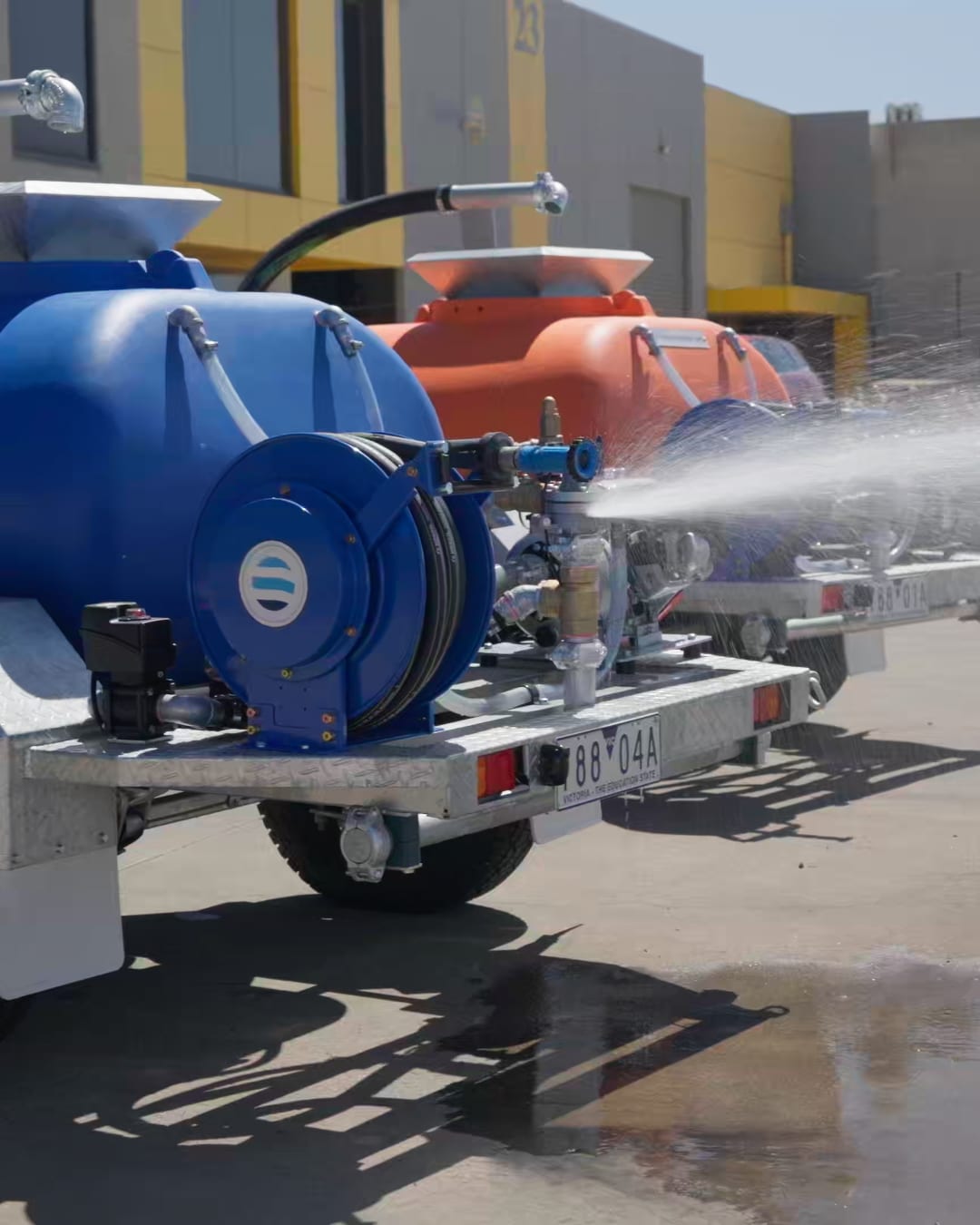 Rear Spray Head on CivTrial Water Cartage Trailer